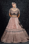 Sidhaarth & Disha_Pink Blouse And Dupatta Velvet Embroidery Phool & Sequin Bridal Lehenga Set_Online_at_Aza_Fashions