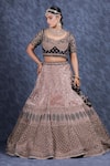 Buy_Sidhaarth & Disha_Pink Blouse And Dupatta Velvet Embroidery Phool & Sequin Bridal Lehenga Set_Online_at_Aza_Fashions
