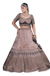 Shop_Sidhaarth & Disha_Pink Blouse And Dupatta Velvet Embroidery Phool & Sequin Bridal Lehenga Set_Online_at_Aza_Fashions