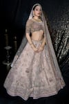 Sidhaarth & Disha_Pink Blouse Velvet Embroidery Zari Wide Neck Persian Gardenia Lehenga Set _at_Aza_Fashions