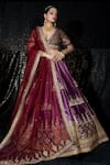 Buy_Sidhaarth & Disha_Wine Blouse And Lehenga Tissue Organza Embroidery Resham Sheesh Darbar Set _at_Aza_Fashions