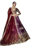 Buy_Sidhaarth & Disha_Wine Blouse And Lehenga Tissue Organza Embroidery Resham Sheesh Darbar Set _Online_at_Aza_Fashions