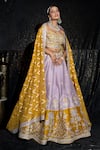 Buy_Sidhaarth & Disha_Purple Blouse And Lehenga Raw Silk Embroidery Aari Sweetheart Kamal Bagh Set _at_Aza_Fashions