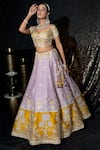 Shop_Sidhaarth & Disha_Purple Blouse And Lehenga Raw Silk Embroidery Aari Sweetheart Kamal Bagh Set _at_Aza_Fashions