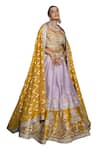 Buy_Sidhaarth & Disha_Purple Blouse And Lehenga Raw Silk Embroidery Aari Sweetheart Kamal Bagh Set _Online_at_Aza_Fashions