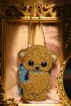 Buy_Detach accessories_Gold Crystal Charlie The Teddy Bag _at_Aza_Fashions