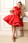 Buy_PNK Isha Arora (Pink)_Red Matt Poly Stain Solid Layered Dress  