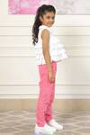 PNK Isha Arora (Pink)_White Top Cotton Solid Lace Tiered Frill With Pant  _at_Aza_Fashions