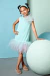 Buy_PNK Isha Arora (Pink)_Blue Satin Velvet Flower Aquilina A-line Detailed Dress _at_Aza_Fashions