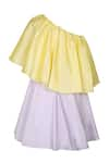 Buy_PNK Isha Arora (Pink)_Yellow Taffeta Solid One Shoulder Flared Dress  _at_Aza_Fashions