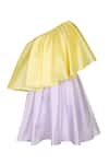 Shop_PNK Isha Arora (Pink)_Yellow Taffeta Solid One Shoulder Flared Dress  _at_Aza_Fashions