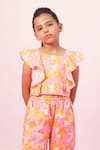 PNK Isha Arora (Pink)_Pink Cotton Floral Pattern Crop Top With Pant  _at_Aza_Fashions