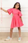 Buy_PNK Isha Arora (Pink)_Pink Pure Cotton Solid Waist Cut Out Dress _at_Aza_Fashions