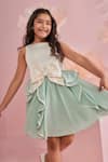 PNK Isha Arora (Pink)_Ivory Matt Satin Solid Swirly Short Dress With Bow _at_Aza_Fashions