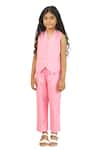 PNK Isha Arora (Pink)_Pink Cotton Solid Front Pocket Waist Jacket With Pant _Online_at_Aza_Fashions