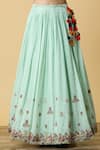 SHRADDHA RAMBHIA_Green Slub Silk Embroidered Kashmiri Round Botanic Sequined Lehenga Set _at_Aza_Fashions