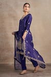 Buy_Stotram_Purple Kurta And Pant Pure Silk Embroidered Dori Notched Floral Set _Online_at_Aza_Fashions