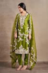 Buy_Stotram_Green Kurta And Pant Pure Silk Embroidered Zari Round Paisley Set _at_Aza_Fashions