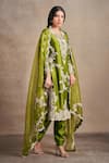 Buy_Stotram_Green Kurta And Pant Pure Silk Embroidered Zari Round Paisley Set _Online_at_Aza_Fashions