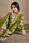 Buy_Stotram_Green Kurta And Pant Pure Silk Embroidered Zari Round Paisley Set 