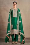 Buy_Stotram_Emerald Green Kurta And Pant Pure Silk Embroidered Dori Sequined Set _at_Aza_Fashions
