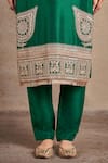 Stotram_Emerald Green Kurta And Pant Pure Silk Embroidered Dori Sequined Set _Online_at_Aza_Fashions