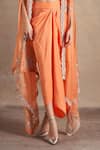 Buy_Stotram_Coral Blouse And Skirt Pure Silk Embroidered Dori Cape Open Vine Set 