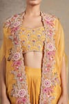 Buy_Stotram_Yellow Blouse And Skirt Pure Silk Embroidered Resham Ombre Floral Dori Set _Online_at_Aza_Fashions