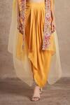 Stotram_Yellow Blouse And Skirt Pure Silk Embroidered Resham Ombre Floral Dori Set _at_Aza_Fashions