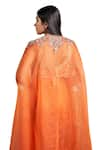 Buy_Stotram_Coral Blouse And Skirt Pure Silk Embroidered Dori Cape Open Vine Set _Online_at_Aza_Fashions