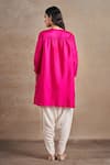 Shop_Stotram_Fuchsia Kurta Pure Silk Embroidered Dori Round High-low With Tulip Pant _at_Aza_Fashions