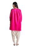 Buy_Stotram_Fuchsia Kurta Pure Silk Embroidered Dori Round High-low With Tulip Pant _Online_at_Aza_Fashions