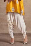 Stotram_Yellow Kurta Pure Silk Embroidered Dori Butti With Tulip Pant _Online_at_Aza_Fashions
