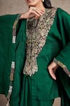 Buy_Stotram_Emerald Green Pure Silk Blossom Short Kaftan With Draped Skirt _Online