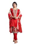 Buy_Stotram_Red Kurta And Pant Pure Silk Embroidered Sequin Round Straight Set 