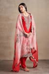 Stotram_Red Kurta And Pant Pure Silk Embroidered Sequin Round Straight Set _Online