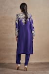 Shop_Stotram_Purple Kurta And Pant Pure Silk Embroidered Dori Round Set _at_Aza_Fashions