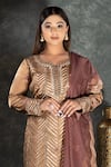 Shop_Sidhaarth & Disha_Gold Kurta And Palazzo Crush Silk Embroidery Dori Chevron Taj Set _Online_at_Aza_Fashions