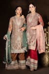 Sidhaarth & Disha_Brown Organza Embroidery Dori High Persian Jaal Kurta Palazzo Set _Online_at_Aza_Fashions