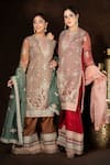 Shop_Sidhaarth & Disha_Brown Organza Embroidery Dori High Persian Jaal Kurta Palazzo Set _Online_at_Aza_Fashions