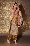 Buy_Sidhaarth & Disha_Green Kurta And Salwar Shimmer Floral Butti Gota Embellished Set _at_Aza_Fashions