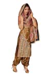 Buy_Sidhaarth & Disha_Green Kurta And Salwar Shimmer Floral Butti Gota Embellished Set _Online_at_Aza_Fashions