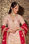 Sidhaarth & Disha_Pink Kurta And Sharara Shimmer Chiffon Embroidered Dori Chevron Thread Set_Online_at_Aza_Fashions