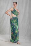 Naintara Bajaj_Multi Color Cotton-poly Digital Printed Sequin One Tropical Cutout Dress_Online_at_Aza_Fashions