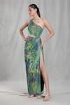 Shop_Naintara Bajaj_Multi Color Cotton-poly Digital Printed Sequin One Tropical Cutout Dress_Online_at_Aza_Fashions