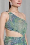 Naintara Bajaj_Multi Color Cotton-poly Digital Printed Sequin One Tropical Cutout Dress_at_Aza_Fashions