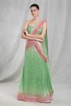 Buy_Naintara Bajaj_Multi Color Cotton-poly Embroidered Sequin Ombre Pre-draped Saree With Blouse_Online_at_Aza_Fashions