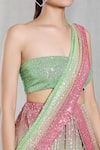 Shop_Naintara Bajaj_Multi Color Cotton-poly Embroidered Sequin Ombre Pre-draped Saree With Blouse_Online_at_Aza_Fashions