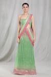 Buy_Naintara Bajaj_Multi Color Cotton-poly Embroidered Sequin Ombre Pre-draped Saree With Blouse