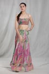 Buy_Samyukta Singhania_Multi Color Cotton-poly Digital Printed Abstract Sequin Skirt And Blouse Set _at_Aza_Fashions